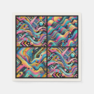 Serviette En Papier Neon coloré brillant Abstrait Motif des années 90 