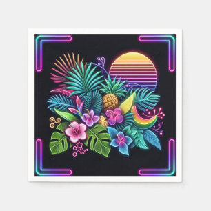 Serviette En Papier Néon coloré tropical/hawaïen