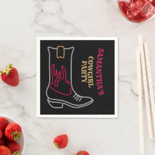 Serviette En Papier Neon Cowboy/ Cowgirl Boot Party