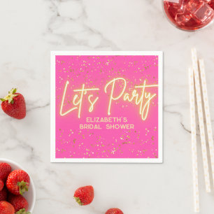Serviette En Papier Neon d'or rose chaud moderne brillant Faisons la f