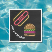 Serviette En Papier Neon Fast Food Monogramme Nom Vibrant