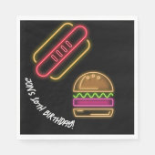 Serviette En Papier Neon Fast Food Monogramme Nom Vibrant (Devant)
