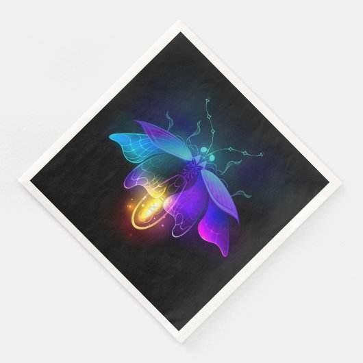 Serviette En Papier Neon Firefly sur noir (Coin)