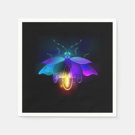 Serviette En Papier Neon Firefly sur noir (Devant)