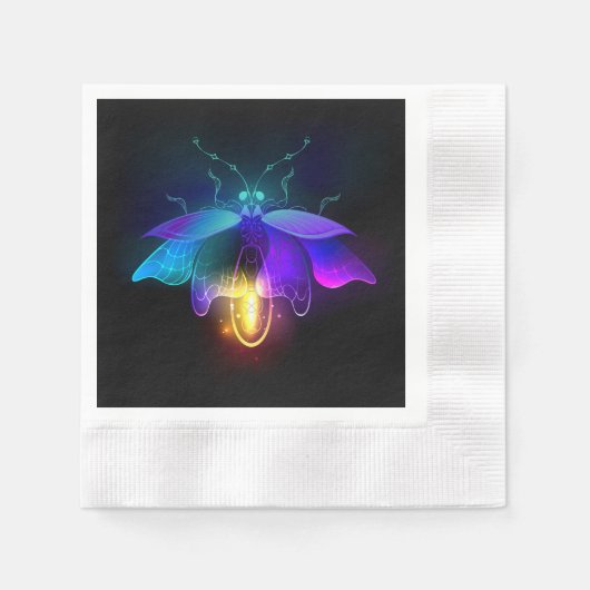 Serviette En Papier Neon Firefly sur noir (Devant)