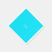 Serviette En Papier néon fluorescent bleu couleur solide nom initial (Coin)