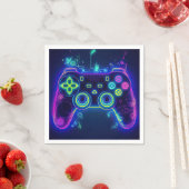 Serviette En Papier Neon Gamer Arcade Video Game Level Up Anniversaire (En situation)