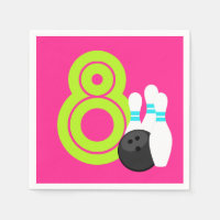 Neon Girl Bowling Birthday Papier serviettes