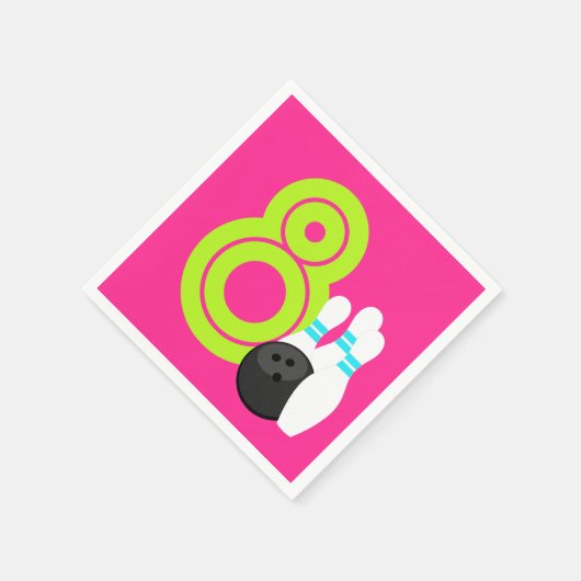 Serviette En Papier Neon Girl Bowling Birthday Papier serviettes (Coin)