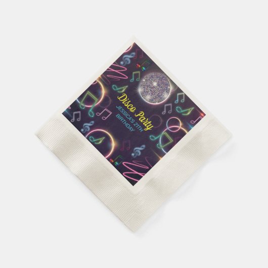Serviette En Papier Neon Glow Disco Dance Anniversaire (Coin)
