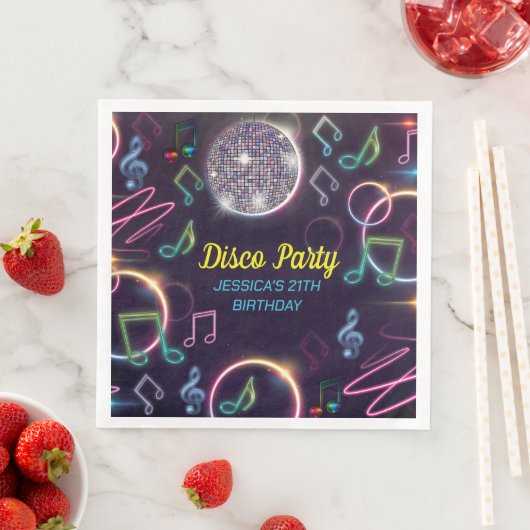 Serviette En Papier Neon Glow Disco Dance Anniversaire (En situation)