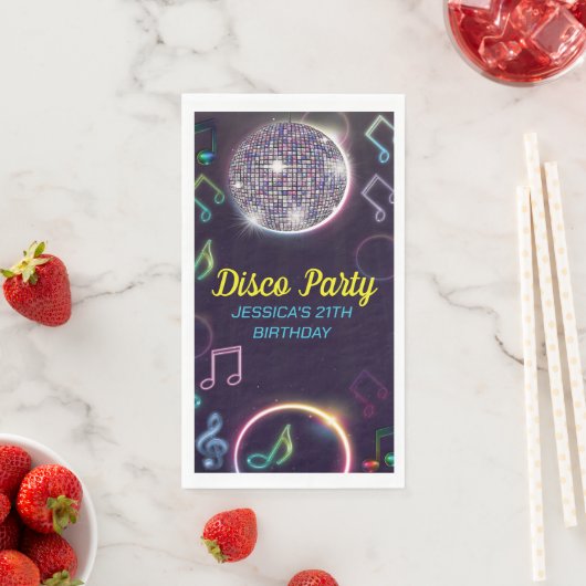 Serviette En Papier Neon Glow Disco Dance Anniversaire (En situation)