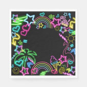 Serviette En Papier Neon Glow in Dark, Rainbow Cheetah print (Devant)