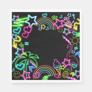 Serviette En Papier Neon Glow in Dark, Rainbow Cheetah print