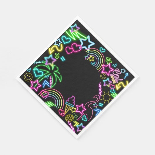 Serviette En Papier Neon Glow in Dark, Rainbow Cheetah print (Coin)