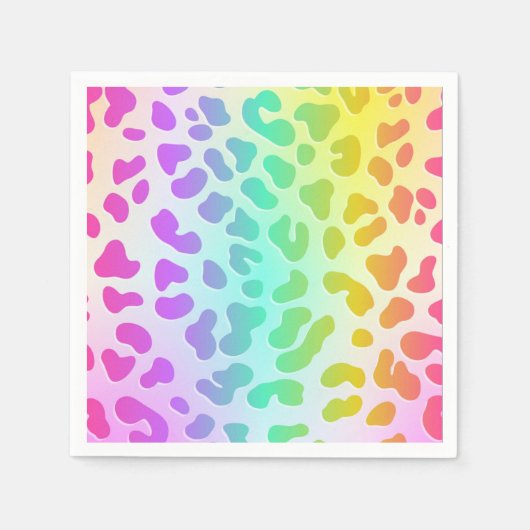 Serviette En Papier Neon Glow in Dark, Rainbow Cheetah print (Devant)