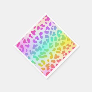 Serviette En Papier Neon Glow in Dark, Rainbow Cheetah print