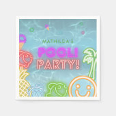 Serviette En Papier Neon Glow Pool Party Any Age Birthday  (Devant)