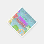 Serviette En Papier Neon Glow Pool Party Any Age Birthday  (Coin)