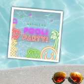Serviette En Papier Neon Glow Pool Party Any Age Birthday 