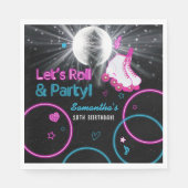 Serviette En Papier Neon Glow Roller Skating Roll Anniversaire Fête (Devant)