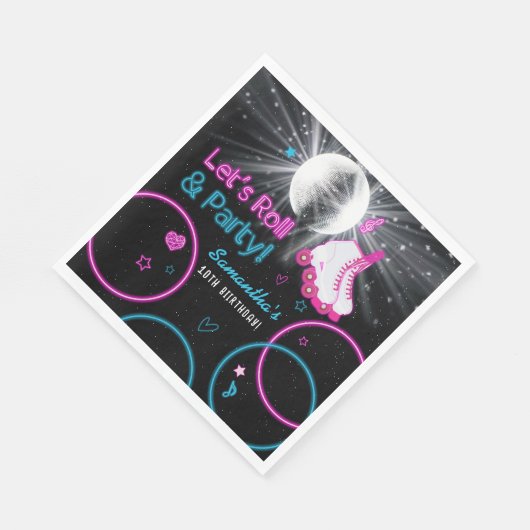 Serviette En Papier Neon Glow Roller Skating Roll Anniversaire Fête (Coin)