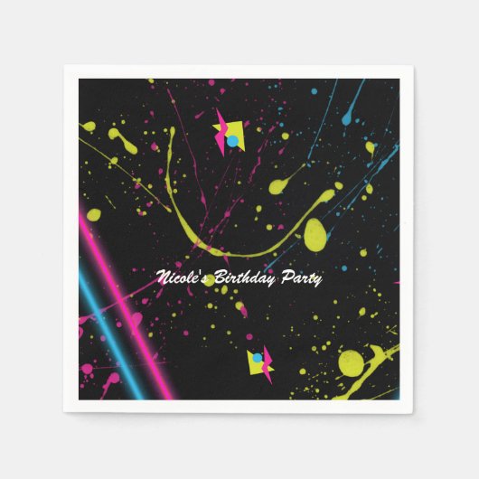 Serviette En Papier Neon Glow Splatter de la fête d'anniversaire des a (Devant)