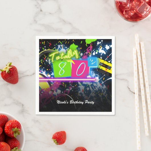 Serviette En Papier Neon Glow Splatter pour la fête d'anniversaire des (En situation)