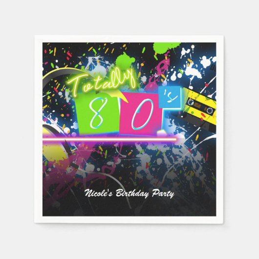 Serviette En Papier Neon Glow Splatter pour la fête d'anniversaire des (Devant)