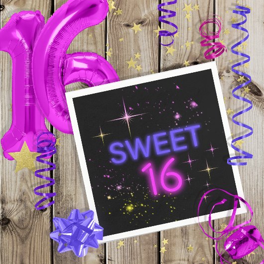 Serviette En Papier Neon Glow Sweet 16 ID760