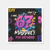 Serviette En Papier Neon Graffiti 6 7 Meme Trend Six Seven Birthday (Devant)