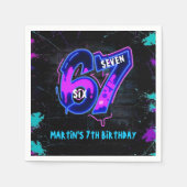 Serviette En Papier Neon Graffiti Six Seven Birthday Napkins (Devant)