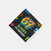 Serviette En Papier Neon Graffiti Six Seven Kids 7th Birthday Party (Coin)