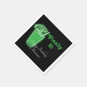 Serviette En Papier Neon Green 21e anniversaire (Coin)