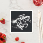 Serviette En Papier Neon Jockey sur un cheval de balle (En situation)