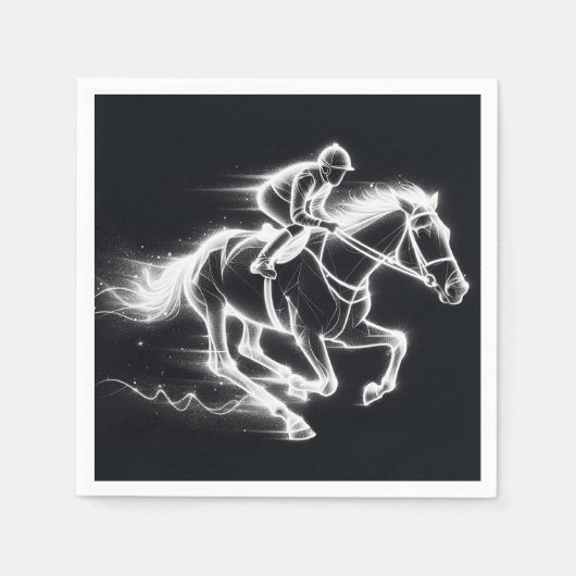 Serviette En Papier Neon Jockey sur un cheval de balle (Devant)