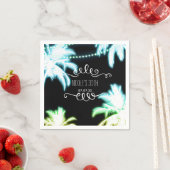 Serviette En Papier Neon Jouant Palm Trees Plage Fête été (En situation)