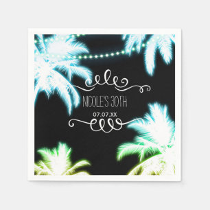 Serviette En Papier Neon Jouant Palm Trees Plage Fête été