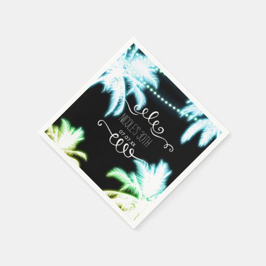 Serviette En Papier Neon Jouant Palm Trees Plage Fête été (Coin)