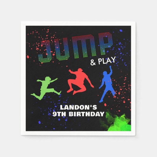 Serviette En Papier Neon Kids Trampoline Park fête d'anniversaire (Devant)