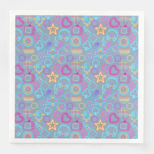 Serviette En Papier Neon Light Motif vintage des années 80 01