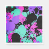 Serviette En Papier Neon Magenta Purple Turquoise Paint Splatter Anniv (Devant)
