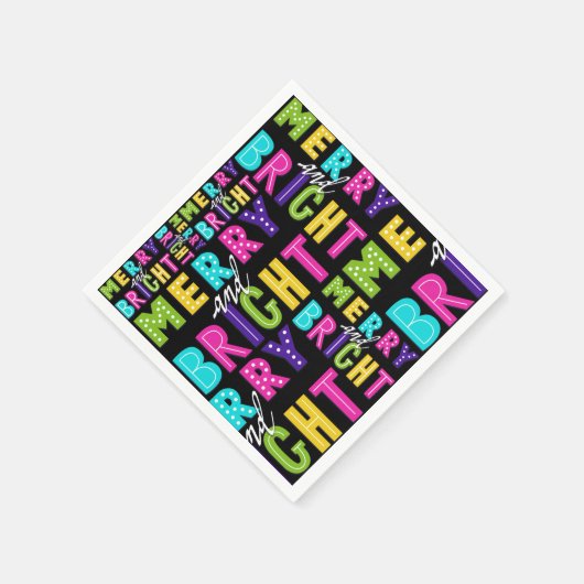 Serviette En Papier Neon Merry et Bright (Coin)