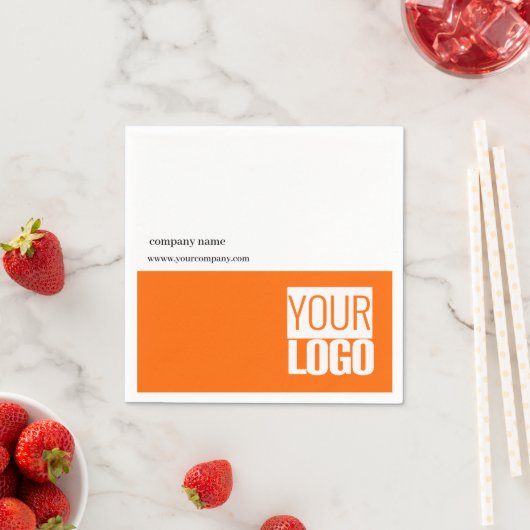 Serviette En Papier Neon orange &white - ajouter le logo (En situation)