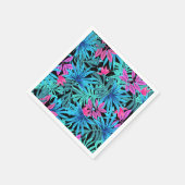Serviette En Papier Neon Pink and Blue Tropical Plant Pattern (Coin)
