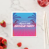 Serviette En Papier Neon Pink Blue Retro 80s Theme Anniversaire (En situation)