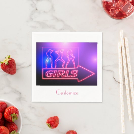 Serviette En Papier Neon Pink Girls Sign Thunder_cove (En situation)