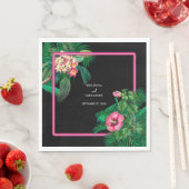 Serviette En Papier Neon Pink Tropical Retro Botanical Mariage (En situation)