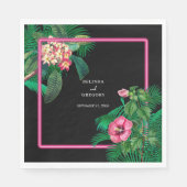 Serviette En Papier Neon Pink Tropical Retro Botanical Mariage (Devant)