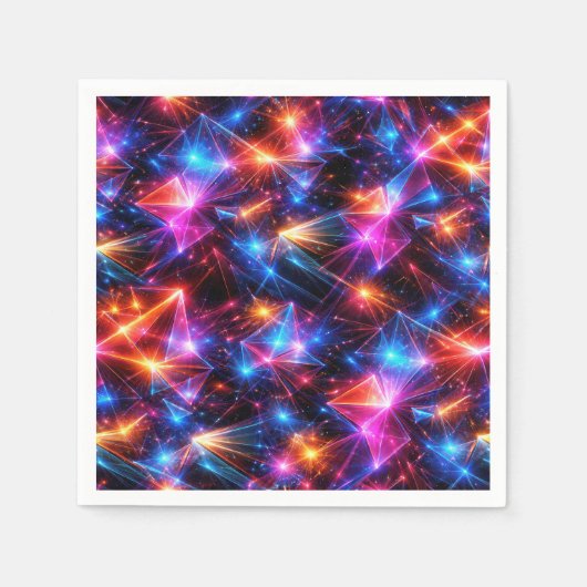 Serviette En Papier Neon Polygon Abstract with Explosions (Devant)